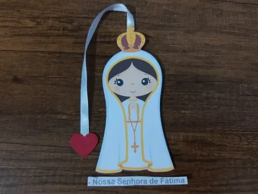 Marcador de Página 10 cm - Nossa Senhora de Fátima - artesanato de Emejhu Personalizados