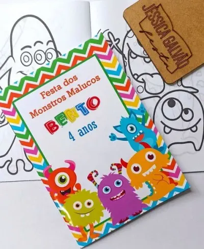 Lembrancinha Monstrinhos Revista para Colorir 14x10 - artesanato de PAPCRIE