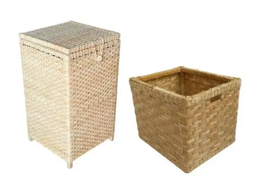 Kit C/ 4 Gavetas Taboa NT e 2 Cestos Roupas Palha Milho NT - artesanato de Mundo Urbano
