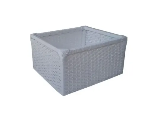 Cesto Sintético Branco 50x42x14 - artesanato de Mundo Urbano