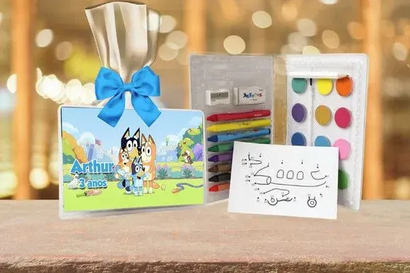 Estojo de Pintura Bluey Personalizado - artesanato de Artmanha Lembrancinhas
