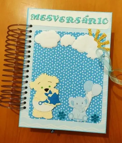 Álbum Mesversário Azul - artesanato de Ateliê de Criação Usina Caseira