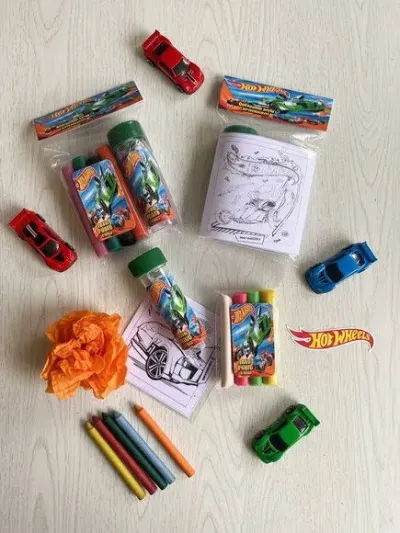 Kit Massinha + Giz + Bolha - Hotwheels Personalizado - artesanato de Mi Papelaria Criativa