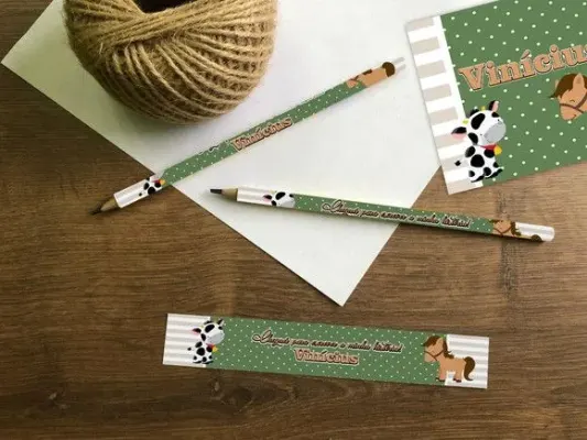 Lápis Fazendinha Personalizado - artesanato de Mi Papelaria Criativa