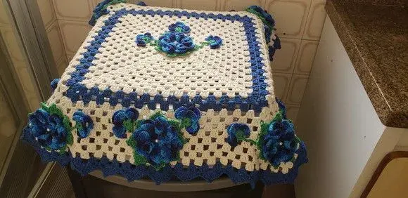Capa para Fogão 04 Bocas em Crochê Royal - artesanato de Mari Crochê feito com carinho!