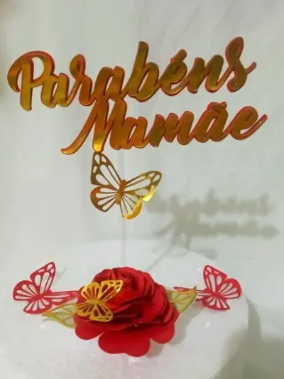 Topper bolo Parabéns Mamãe - artesanato de PAPCRIE
