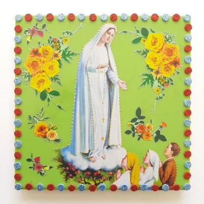 Quadrinho de Azulejo N. S. de Fátima - artesanato de Estudio Bananeira