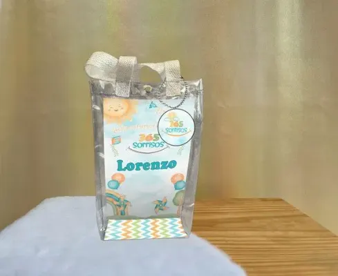 Sacola Transparente 365 Sorrisos Personalizado - artesanato de Artmanha Lembrancinhas