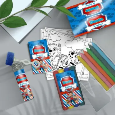 Kit Massinha + Giz + Bolha - Patrulha Canina Personalizado - artesanato de Mi Papelaria Criativa