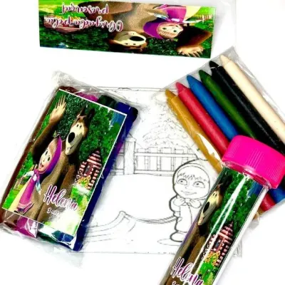 Kit Massinha + Giz + Bolha Marsha e o Urso Personalizado - artesanato de Mi Papelaria Criativa