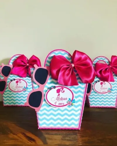 Caixa Sacolinha Pool Party Barbie - artesanato de Fina Essência Papelaria Personalizada