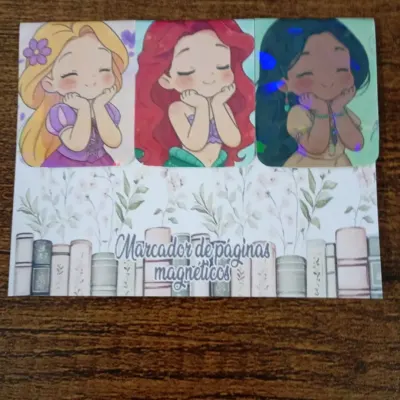 Marcador de Página Magnético Trio 4 - "Princesas" - artesanato de Emejhu Personalizados