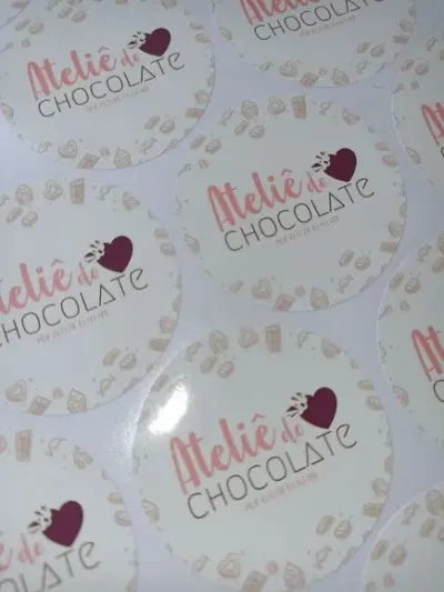 150 Adesivos com Logo 3cm - artesanato de PAPCRIE