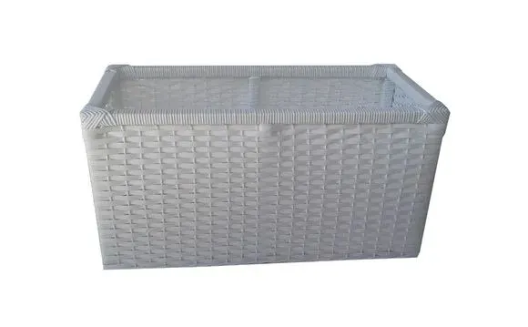 Cesto Vime Sintético Branco 60x28x28 - artesanato de Mundo Urbano