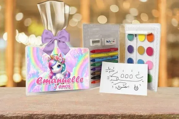 Estojo de Pintura Unicornio Personalizado - artesanato de Artmanha Lembrancinhas