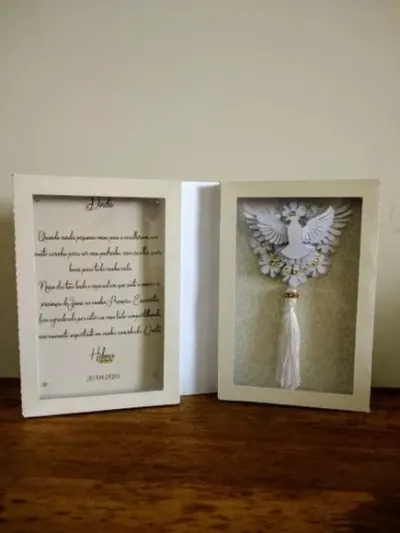 Caixa Convite ou Lembrança para Padrinhos - artesanato de Fina Essência Papelaria Personalizada
