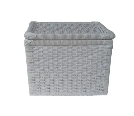 Kit C/ 2 Cestos Vime Sint. Branco 50x30x55 e 30x20x40 - artesanato de Mundo Urbano