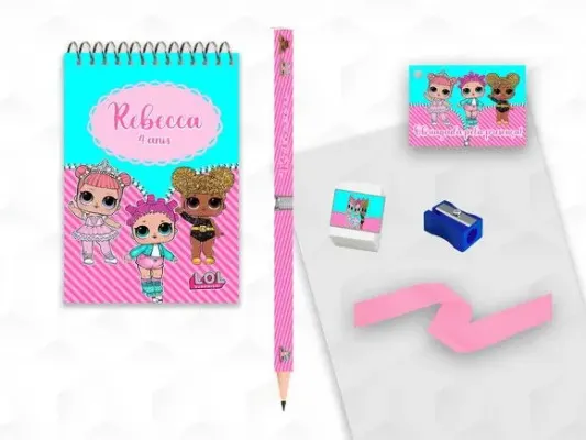 Bloquinho+ Borracha e Apontador Lol Suprime Personalizada - artesanato de creativitybynina