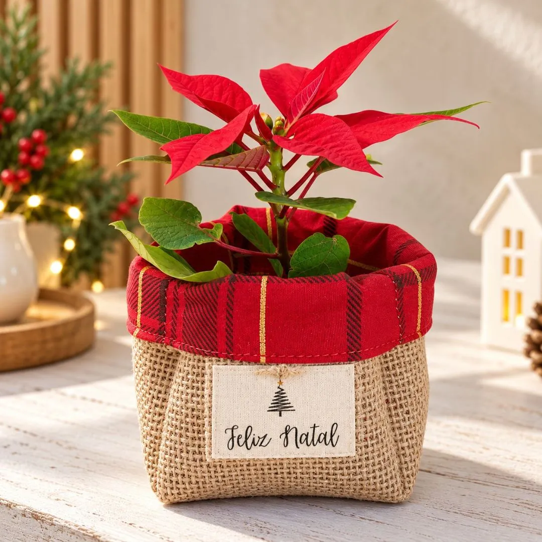 Cachepô 11cm Natal Juta e Tecido com Tag - Centro de Mesa e Lembrancinha - foto 6