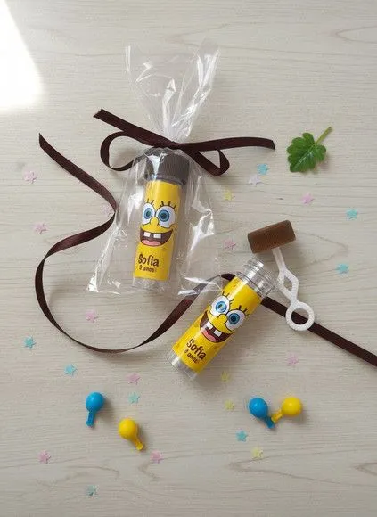 Bolha de Sabão - Bob Esponja Personalizado - artesanato feito à mão por Mi Papelaria Criativa