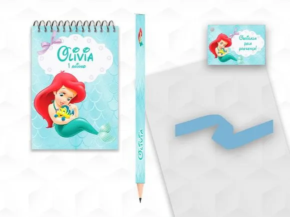Bloquinho com Lápis Ariel Baby Personalizado - artesanato feito à mão por creativitybynina