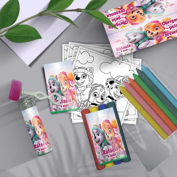 Kit Massinha + Giz + Bolha - Skye e Everest Personalizado - feito à mão por Mi Papelaria Criativa