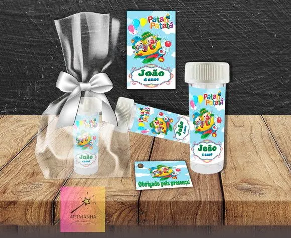 Bolha de Sabão Patati Patata Personalizada - feito à mão por Artmanha Lembrancinhas