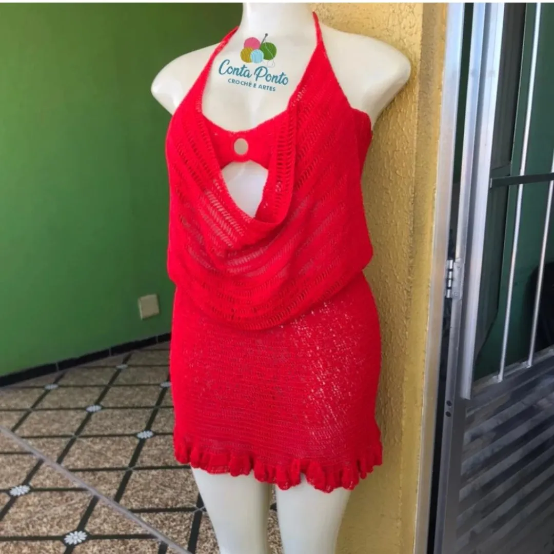 Vestido em crochê - artesanato feito à mão por Conta ponto croche