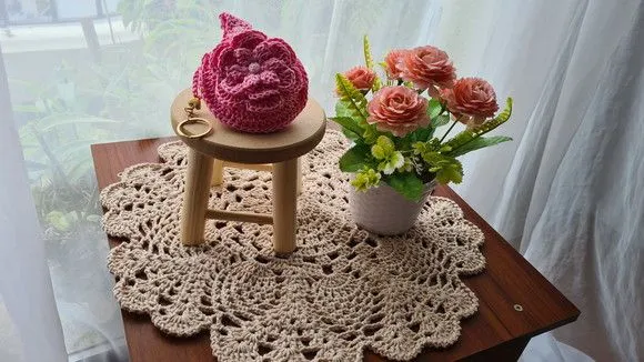 Case em Crochê para Fone de Ouvidos Rosa - foto 5