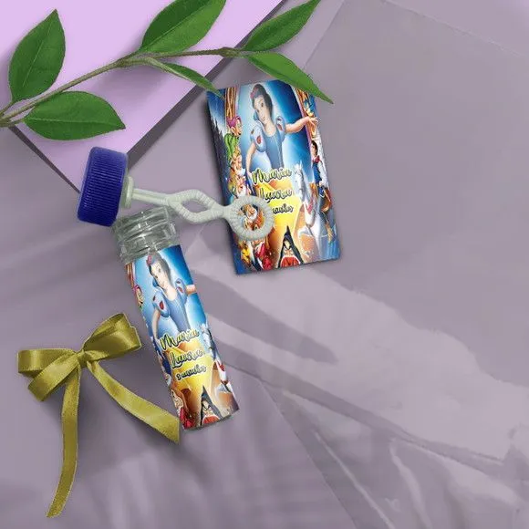 Bolha de Sabão - Branca de Neve Personalizado - artesanato feito à mão por Mi Papelaria Criativa