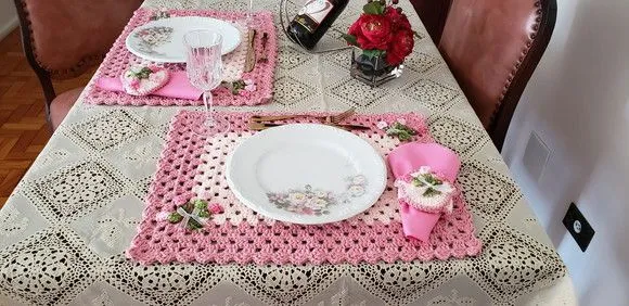 Jogo Americano Rosa Quartzo Tulipinhas (02 Pessoas) - foto 2