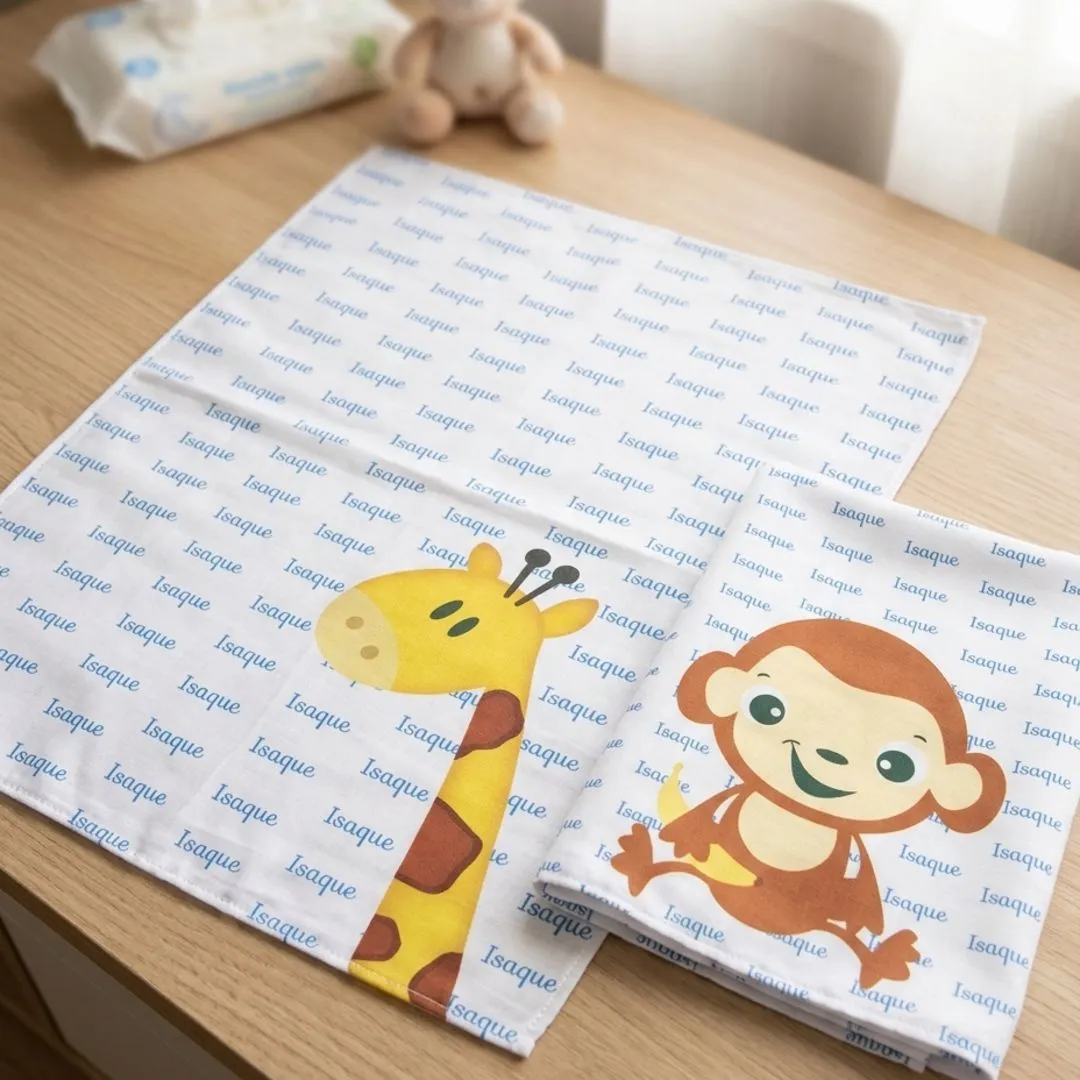 Kit 4 Paninhos de Boca Safari Baby Personalizados | Enxoval de Bebê - foto 6