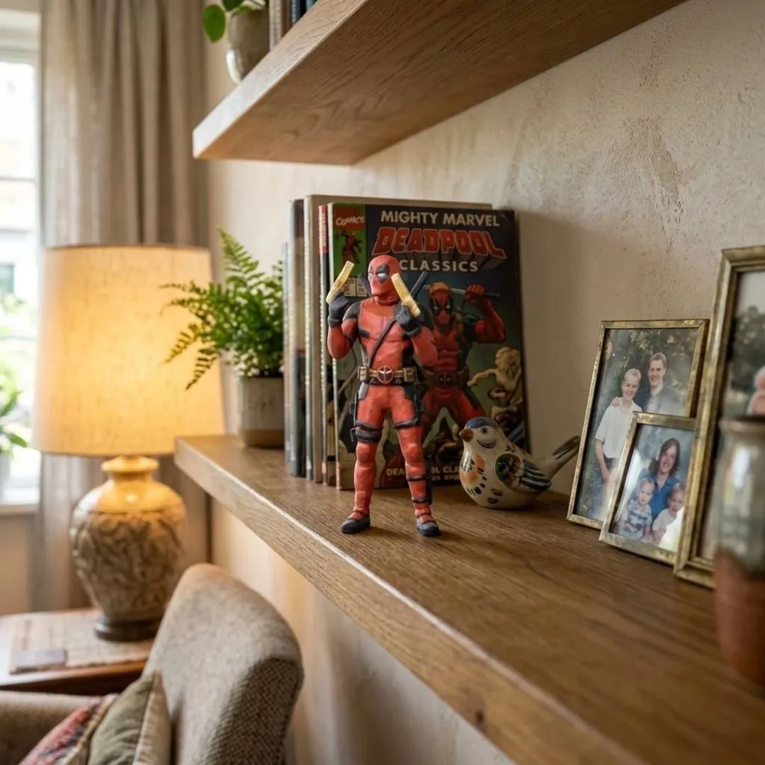 Action Figure Deadpool Armas Douradas 10cm - Boneco Colecionável Marvel Impressão 3D Pintado à Mão Setup Gamer PC - foto 2