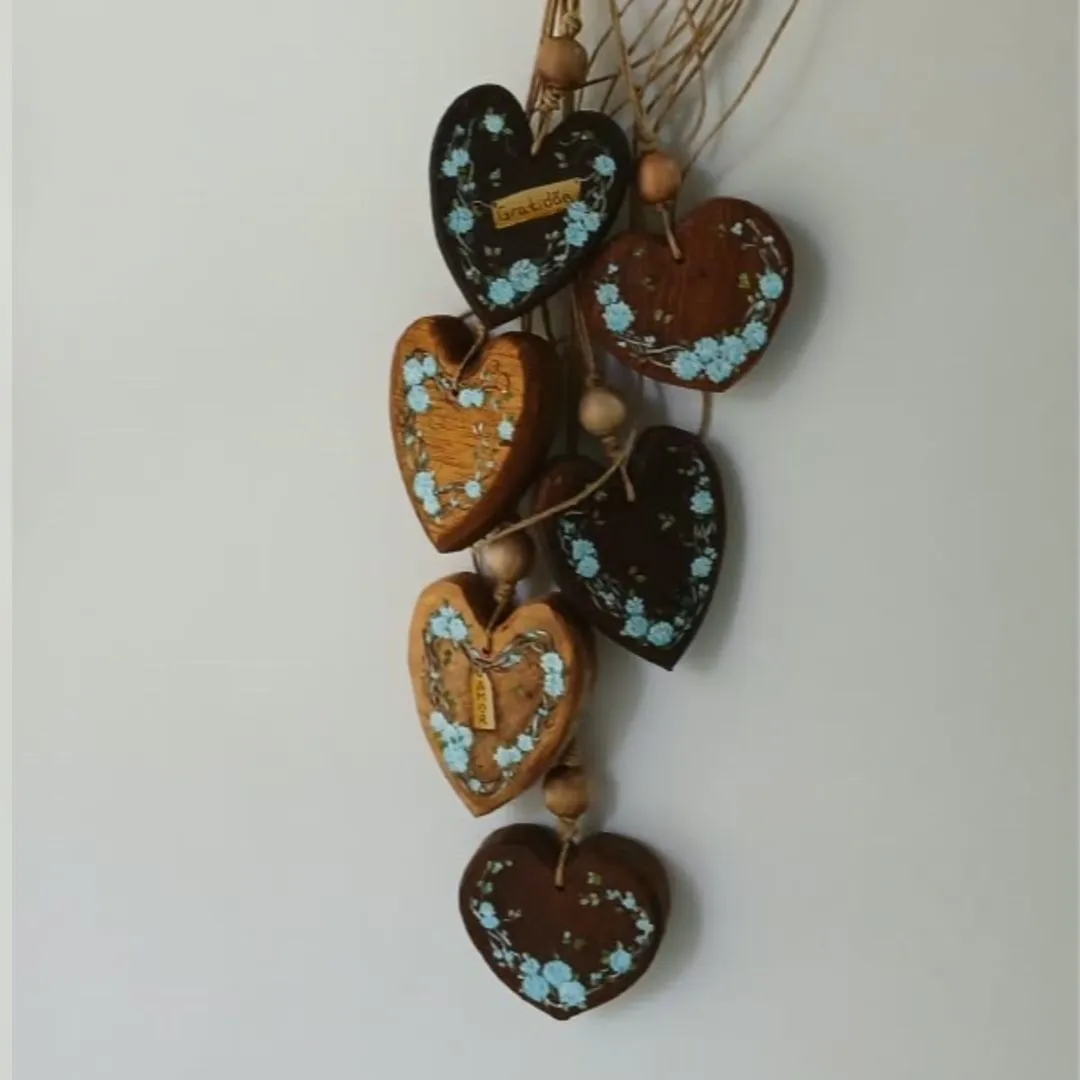 Penca de corações Hortênsia - Decoração Afetiva - artesanato de Flor Seca Casa e Ambiente