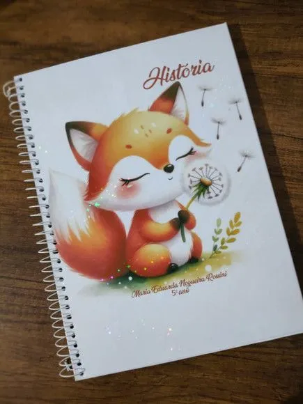 Caderno Capa Dura 1/4 (pequeno) Espiral 48fls - Raposinha