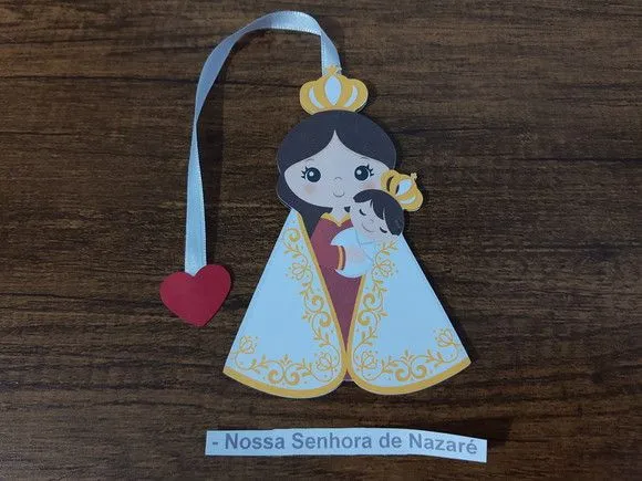 Marcador de Página 10 cm - Nossa Senhora de Nazaré - artesanato de Emejhu Personalizados