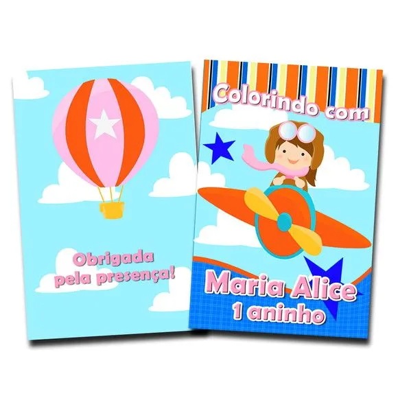 Lembrancinha Aviadora Revista Colorir 14x10 - artesanato de PAPCRIE