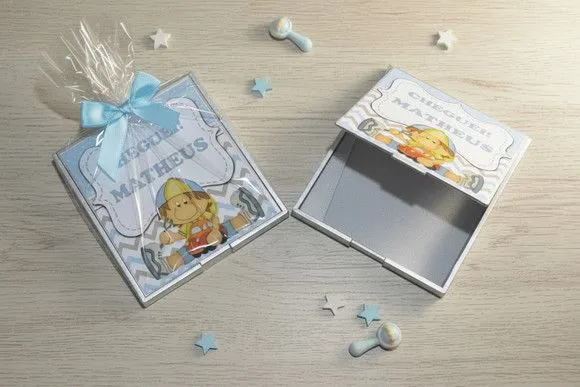 Lembrancinha Espelho - Menino Personalizado - feito à mão por Mi Papelaria Criativa