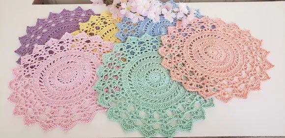 Jogo de 06 Toalhinhas em Crochê - Candy Colors (25 Cm) - foto 3