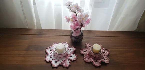 Conjunto de Porta Velas em Crochê Camafeu - foto 5
