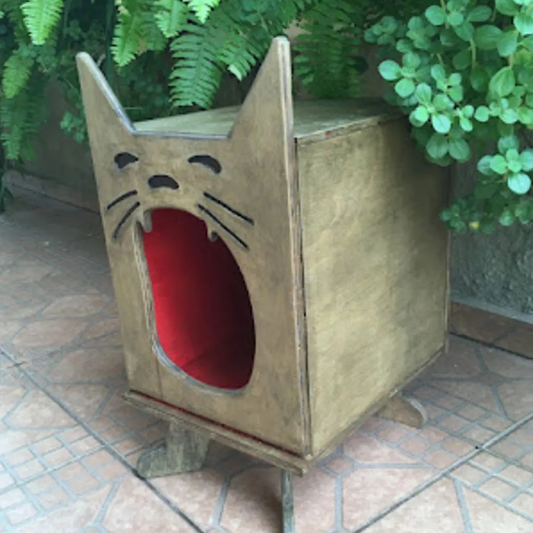 🐾 Casinha para Gatos em Madeira – Modelo Gatinho Rústico - foto 2