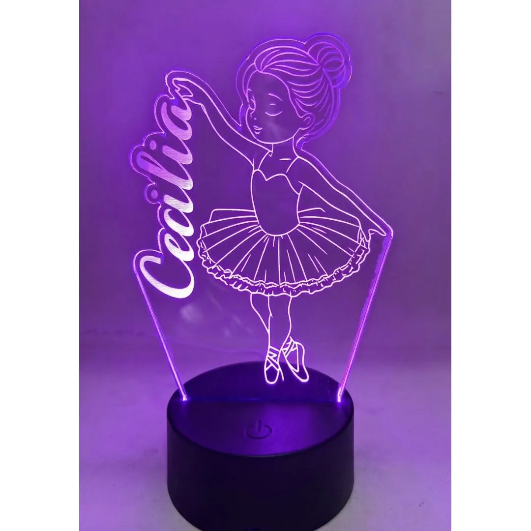 Luminaria Bailarina personalizada para quarto em acrilico de 3mm com base de led RGB - foto 2