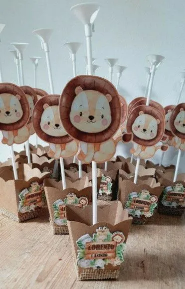 Centro de Mesa Safari Personalizado - artesanato feito à mão por Mi Papelaria Criativa