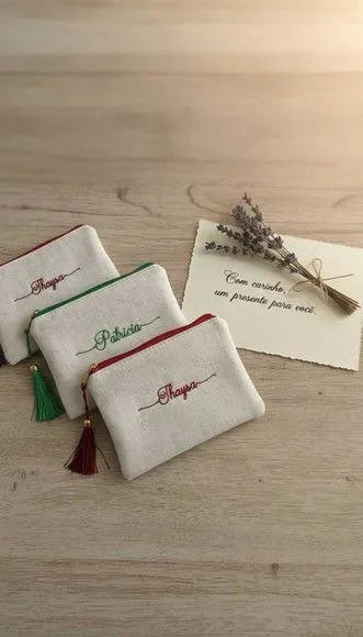 Necessaire Personalizada - Linho - artesanato feito à mão por Innovare Studio