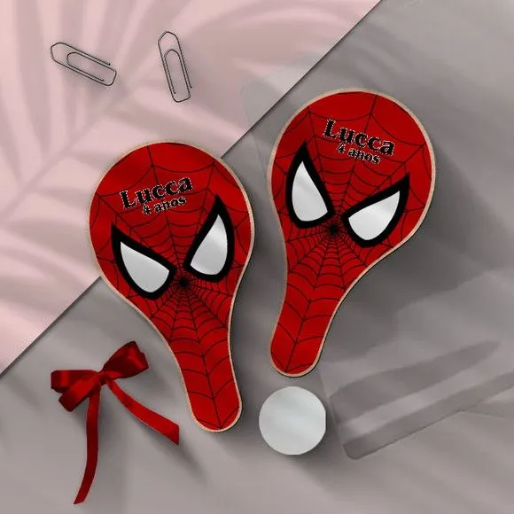 Raquete Ping Pong - Homem Aranha Personalizada - feito à mão por Mi Papelaria Criativa