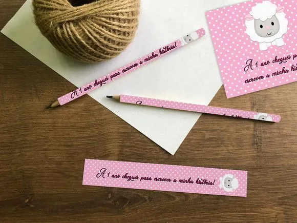 Lápis Ovelinha Personalizado - feito à mão por Mi Papelaria Criativa