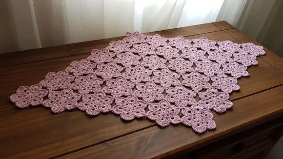 Centro de Mesa em Crochê Mini Flor Rosa Antigo - foto 2