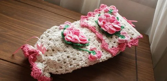 Puxa Saco em Crochê Rosa Mesclado - foto 5