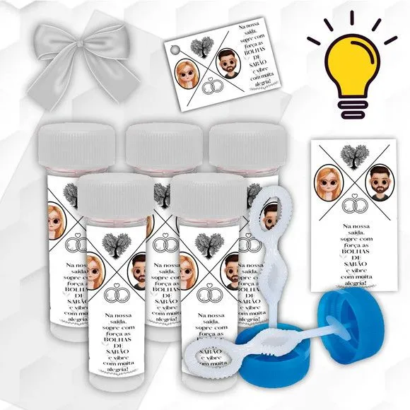 Bolinha de Sabão Casamento Personalizada - artesanato feito à mão por Mi Papelaria Criativa