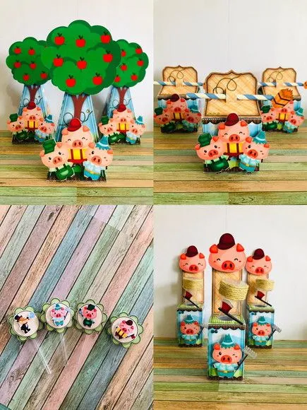 Kit Festa Três Porquinhos - artesanato de Fina Essência Papelaria Personalizada